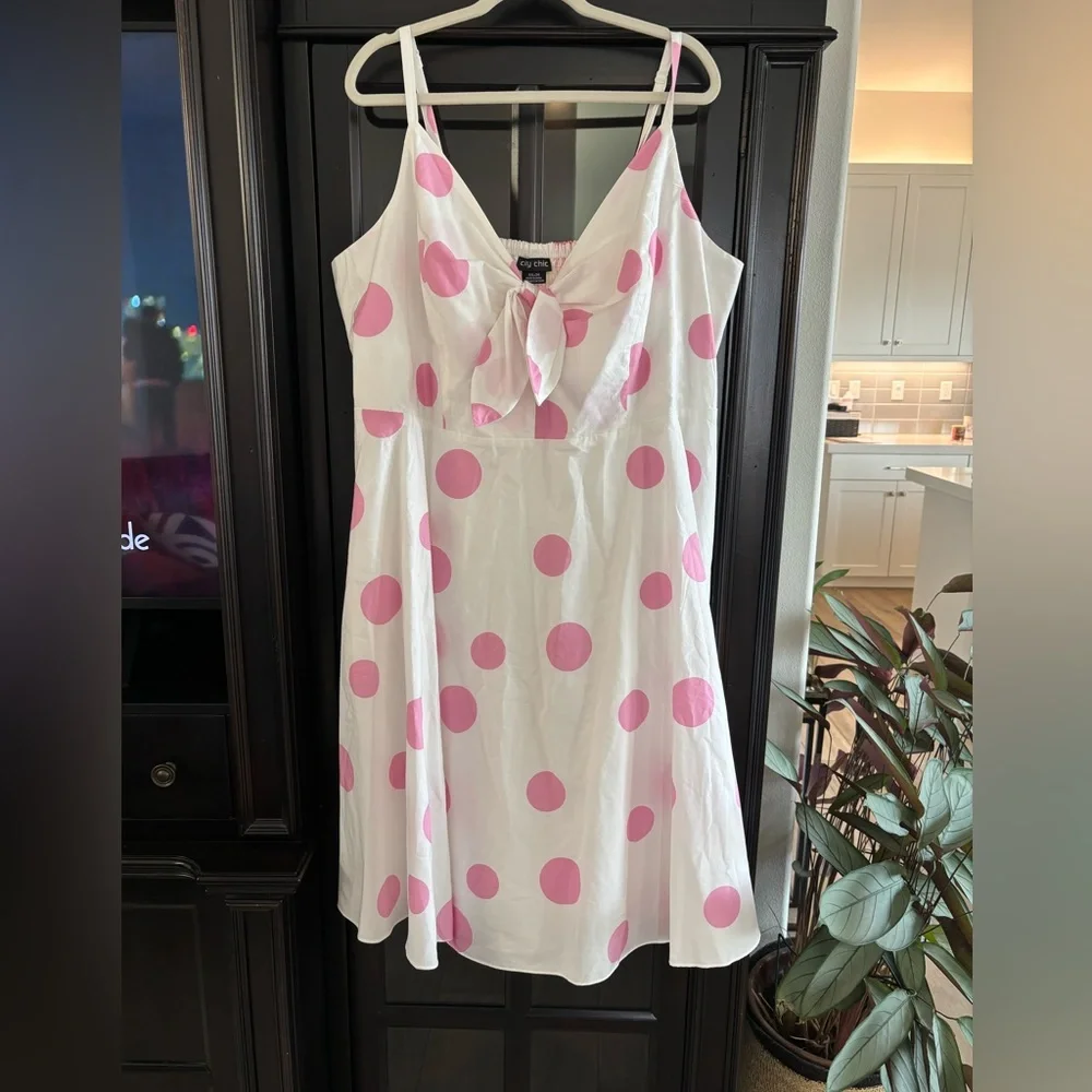 NWOT CITY CHIC Holly Spot Pink Polka Dot Dress - Picture 6 of 15